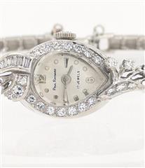 14K 10g Solid White Gold Diamond Paul Raynard 17 Jewels Winding Wrist Watch